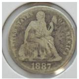 1887 SEATED DIME  G