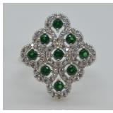 STERLING EMERALD RING