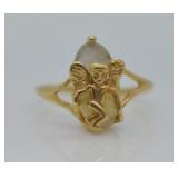 14K GOLD AND PEARL CHARB RING