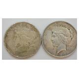 TWO PEACE DOLLARS