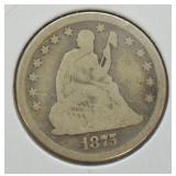 1877 SEATED QUARTER  VG
