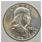 1959 D FRANKLIN HALF DOLLAR GEM FBL