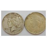 TWO PEACE DOLLARS