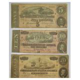 Denomination Set $5, $10 & $20 Confederate Notes