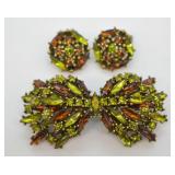 Vintage Rhinestone Bow-Tie Pin & Clip-On Set