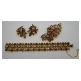 Vintage Rhinestone Bracelet, Pin & Clip-On Earring