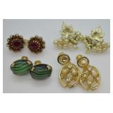 4 Pairs Vintage Costume Earrings