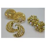 3 Pairs Vintage Costume Earrings