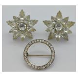 Vintage Rhinestone Earrinng, Sterlin & Rhinestone