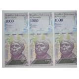 3 pcs. Low Serial Number Venezuelan Paper Money