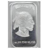 1 oz .999 Silver Bullion Bar - Indian Head