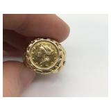 14K Gold 1853 Gold $1 Coin Ring 8.1g