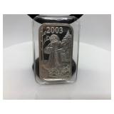 2003 1 troy oz. .999 fine silver bar
