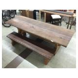 Remarkable handmade barnwood table w/benches