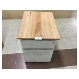 Reclaimed wood top 2 drawer metal cabinet