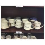 12 named stoneware coffee mugs (b)