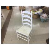 Vintage rattan ladder back cream chair