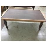Mahogany Coffee Table Leather Top-Unfinished