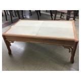 Mahogany Coffee Table Leather Top-Unfinished