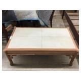 Mahogany Coffee Table Leather Top-Unfinished