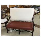 Large Mahogany Carbed Setee-Straight Back