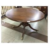Round Cherry Finish Inlaid Dining Table w 4 Brass