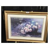 Floral Print-Signed and Matted-Gold Leaf Frame