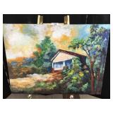 Painting on Canvas-Signed-Little House