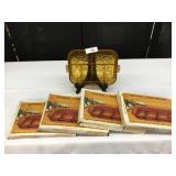 5 Pieces Golden Amber Relish Trays In Box