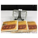 3 Golden Amber & 1 Clear Relish Trays In Box