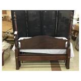3/4 Walnut Poster Bed w/Rope Design-No Rails