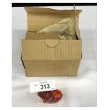 6 Amber Glass Elephants