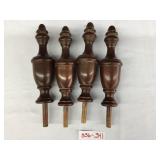 Selection of 4 Finished Mahogany Fineals-10" Tall