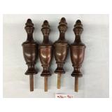 Selection of 4 Finished Mahogany Fineals-10" Tall