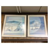 Pair of Framed & Matted Mountain Range Prints