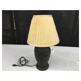 Brown Basket Woven Urn with Silk Shade