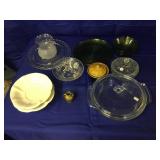 14pcs of vintage green and clear glass