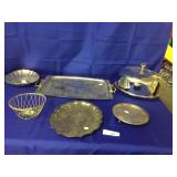 6pcs vintage silver plate with cake plate & cover