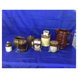 8pcs of brown and white crock items