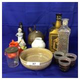 Miscellaneous Lot of Glassware,Pottery,Brass