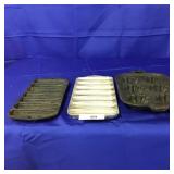 2 Cast Iron Cornbread Muffin Pan & 1 Aluminum
