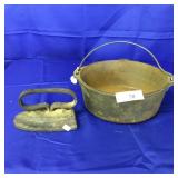 #8 USA Cast Iron kettle & Early Sad Iron