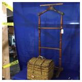 2 Pieces-Wooden Valet & Picnic Basket