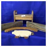 Lot of 4 Wood Carvings-Welcome Sign,Stool +