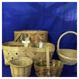 Lot of 5 Woven Wood Baskets