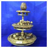 Hand Carved 3-Tier Lazy Susan-Teakwood