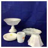Large Lot of 8 Milk Glass,2 Compote,1 Party Tray