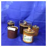 5 Brown Canning Crocks-2 with Bales