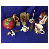 Large Lot of Apple Kitchen Items-Cup Holder,Pitche