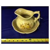 Vintage McCoy Pitcher & Bowl-Tan w/Yellow Flowers
